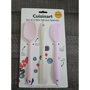 Cuisinart Set of 3 Mini Silicone Spatulas Pink Valentines Breast Cancer NWT Rare